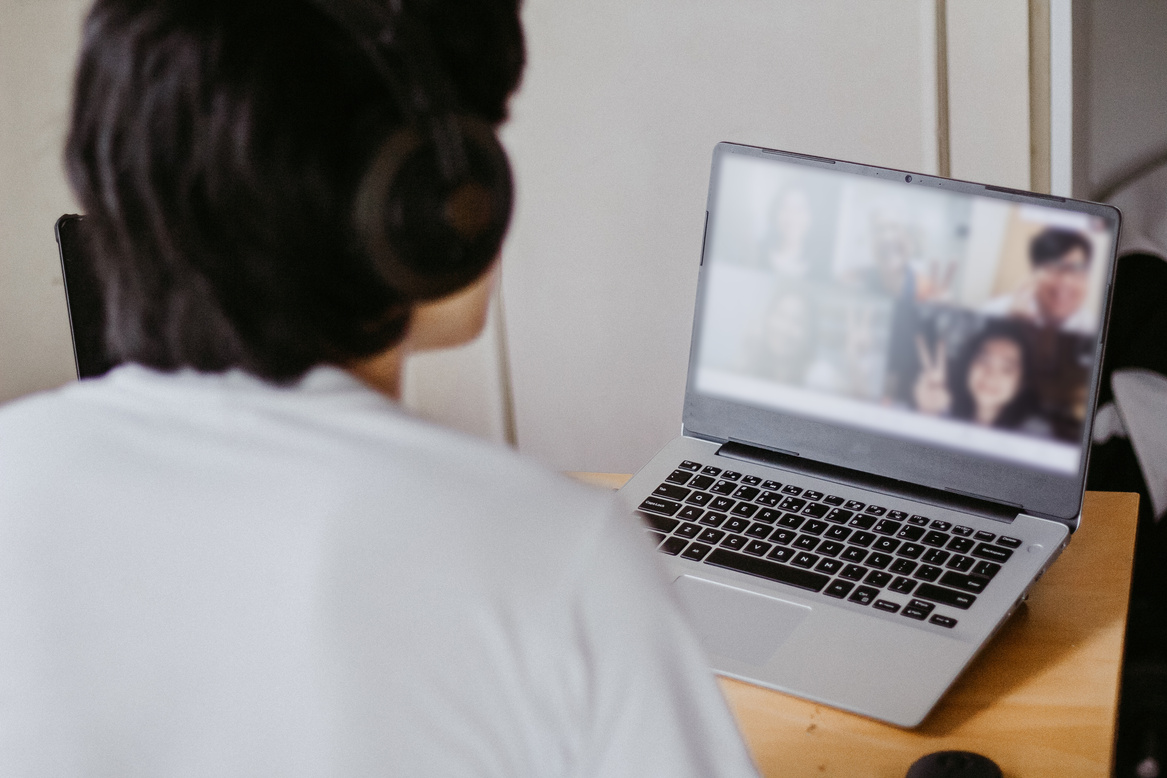 Student Using Laptop for Online Class